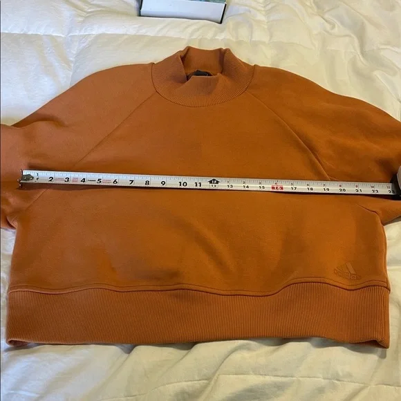 Adidas | Varsity | MockNeck | Burnt Orange | Pullover| Crop Sweatshirt | Size L - Picture 13 of 16